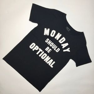 Black Tee T Shirt Sz S MONDAY SHOULD BE OPTIONAL